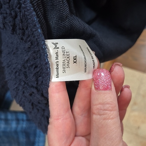 Members Mark Mens Sherpa Lined Blue Plaid Button-Up Jacket XXL NWT 💙💙💙 - Picture 7 of 8